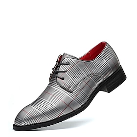 Men's Oxfords Derby Shoes Classic Casual Daily Office  Career Faux Leather Non-slipping Wear Proof Lace-up Black White Summer Fall