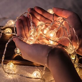 50 LED Crystal Balls String Lights 5M LED String Lights Outdoor String Lights Battery Powered Fairy Light Waterproof Outdoor Garden Wedding Party Courtyard De