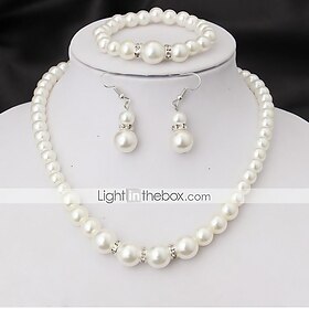 Women's Bridal Jewelry Sets Imitation Pearl Earrings Jewelry White For Party Wedding Engagement Promise Festival Four-piece Suit