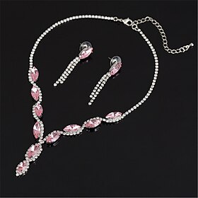Stud Earrings 1 set White AAA Cubic Zirconia Alloy 1 Necklace Earrings Women's Stylish Luxury Lovely Tennis Chain Mini Jewelry Set For Party Wedding Engagement