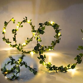 5m 50leds Grüne Blätter Girlande LED Lichterketten 2Stück 1 Stück Batteriebetriebene Lichterketten Für Hochzeit Weihnachten Bankett Garten