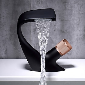 Bathroom Sink Faucet, Novelty Waterfall Mixer Basin Taps Single Handle One Hole Bath Taps With Hot And Cold Water Hose