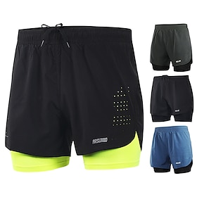 Arsuxeo Men's Running Shorts Gym Shorts Drawstring 2 In 1 Base Layer Outdoor Athletic Spandex Lightweight Reflective Strips Quick Dry Yoga