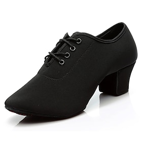 Classic Black Lace-Up Dance Shoes for Women - Comfortable Ballroom and Latin Dance Heels