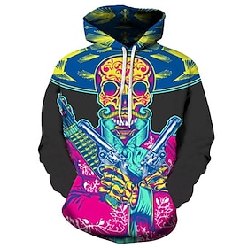 Men's Hoodies Long Sleeve Cartoon Black Gray Design Daily Going Out Plus Size Active Exaggerated Loose Fit  Winter Fall Winter Pullover Hoo