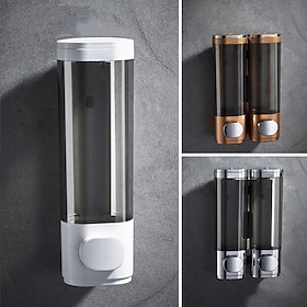 sjampo dispenser for dusj, baderom flytende såpedispenser veggmontert for kjøkken og hotell plast og rustfritt stål 500ml dusjgel dispenser 1stk