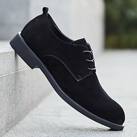 Men's Black Suede Oxford Shoes  Classic Lace-Up Design with Non-Slip Sole for Casual and Formal Occasions