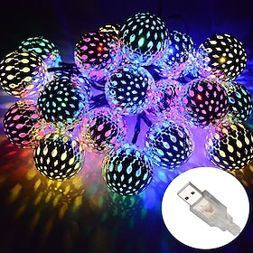 Ramadan Eid Lights Outdoor Lights Strand Metal Moroccan Lighting 10-50 LEDs Waterproof Rope Lights AA Battery Box Or USB Powered String Lig