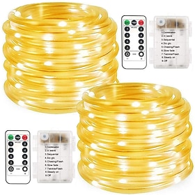 LED Rope Lights Outdoor String Lights Battery Powered with Remote Control 8 Modes 400-200-100LED Color Changing Waterproof LED String Lights Fairy Lights for