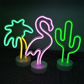 Flamingo Coconut Tree Cactus Decoration Light Night Light New Year's Xmas Decoration AA Batteries Powered USB 1pc