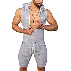 Men's Jumpsuit Rompers Casual Shorts Solid Color Breathable Outdoor Weekend Sports Cool Black Red