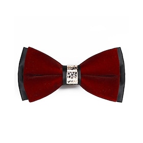 Men's Basic Bow Tie Patchwork Black Wine Red 2024