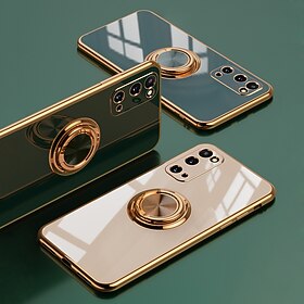 Phone Case For Samsung Galaxy S25 S24 S23 S22 S21 FE S21 Ultra Plus A14 A53 A72 S20 Back Cover Fashion Plating Ring Holder Solid Colored TPU