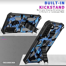 Phone Case For Samsung Galaxy S25 S24 S23 S22 S21 FE S21 Ultra Plus A14 A34 A54 A32 Heavy Duty Full Body Protective Kickstand Military Grade Protection Camoufl