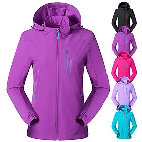 Women's Hoodie Jacket Waterproof Hiking Jacket Rain Jacket Outdoor Waterproof Windproof Breathable Quick Dry Outerwear Windbreaker Raincoat Fishing Climbing Ca
