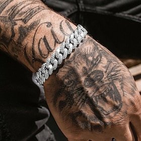 Men's Chain Bracelet Wide Bangle Link / Chain Vertical / Gold bar Punk Fashion Classic Trendy Rock Rhinestone Bracelet Jewelry Gold / Silver For Party Street G
