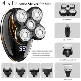 elektriske barbermaskiner for menn elektriske barbermaskiner barbermaskiner med skallet hode, oppladbar trådløs våt tørr roterende barbermaskin pleiesett med k