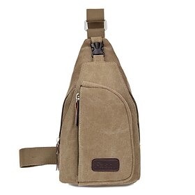 Unisex Sling Shoulder Bag Chest Bag Canvas Outdoor Sports Solid Colored Black Army Green Brown