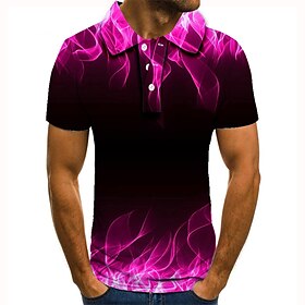 Men's Polo Shirt Tennis Shirt Golf Shirt Graphic Prints Geometry Collar Pink 3D Print Street Casual Short Sleeve Button-Down Clothing Appar