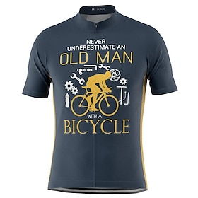 21Grams Old Man Men's Short Sleeve Cycling Jersey Summer Polyester Funny Bike Jersey Top Mountain Bike MTB Road Bike Cycling Breathable Qui