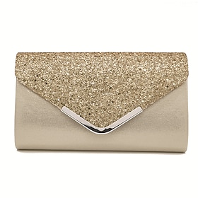 Women's Crossbody Bag Clutch Bags PU Leather for Evening Bridal Wedding Party with Chain Glitter Shine Fashion in Silver Black Pink