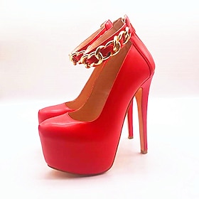Women's Heels Pumps Valentines Gifts Dress Shoes Stilettos Party Solid Colored Platform Stiletto Heel Round Toe Elegant Fashion Patent Leather PU Zipper Light