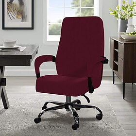 Velvet Computer Office Chair Cover Gaming Chair Stretch Chair Slipcover Black Plain Solid Color Durable Washable Furniture Protector