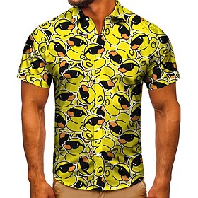 Men's Duck Shirt Short Sleeve Fashion Designer Classic Street Daily Holiday Spring  Summer Turndown Button-Down Yellow
