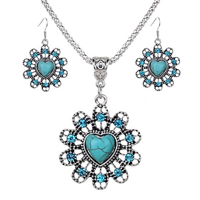 fashion retro turquoise jewelry set earrings necklace set