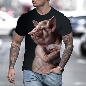 Men's Plus Size T shirt Tee Big and Tall Graphic Round Neck Short Sleeve Summer Streetwear Exaggerated Cool Designer Daily Holiday Tops