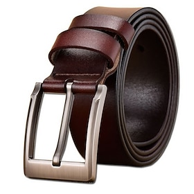 Men's Belt Faux Leather Belt Leather Fashion Party Work Solid Colored Black Brown Frame Buckle