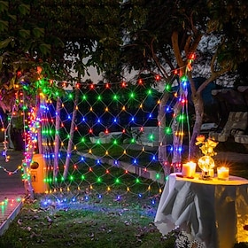 LED Net String Lights 6m x 4m 672 LEDs Net Lights Curtain Lights Fishing Net for  Holidays Party Decor Outdoor String Lights with 8 Modes Non-Waterproof Linkab