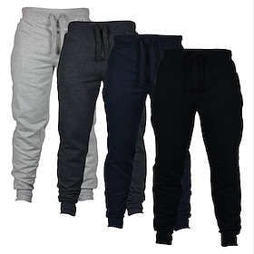 Men's Sweatpants Trousers Pants Trousers Jogging Pants Sports Pants Drawstring Elastic Waist Solid Color Warm Breathable Full Length Sports Weekend Sporty Casu