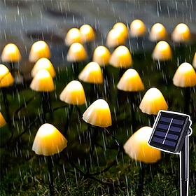Outdoor Solar String Light LED Mushroom Solar String Light 3.8m 10 LEDs Outdoor Patio Garden Decoration Waterproof Fairy Light Courtyard Lawn Solar Ground Stak