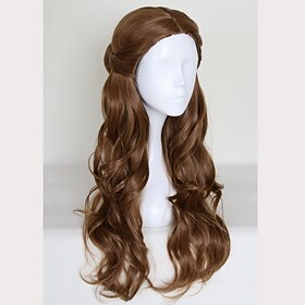 Medieval Maiden Long Wavy Brown Half-Up Cosplay Halloween Wig
