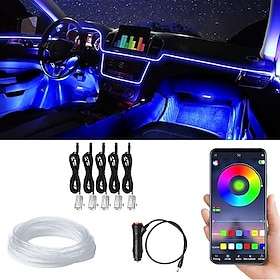 Auto-LED-Streifenlichter, Innenraum-Umgebungslichter, Integriertes Auto-Atmosphären-Lampen-Set Mit Kabelloser Bluetooth-App, Soundsteuerung