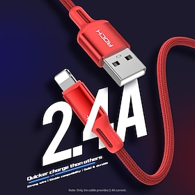 iPhone Charger 3.3ft 6.6ft ROCK Lightning Cable iPhone Charging Cord 2.4A Fast Charging Nylon Braided USB Cable Compatible with iPhone 14 P