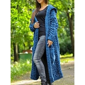 Women's Cardigan Knitted Solid Color Basic Casual Cotton Long Sleeve Sweater Cardigans Open Front Fall Winter Wine Red Blue Yellow