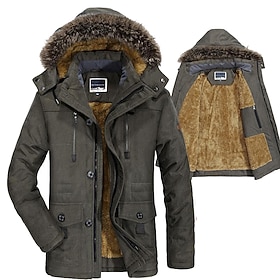 Men's Winter Coat Winter Jacket Classic Style Camping  Hiking Warm Zipper Pocket Black khaki Army Green Dark Blue Puffer Jacket