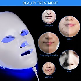 LED Facial Mask Beauty Skin Rejuvenation Photon Light 7 Colors Mask Therapy Wrinkle Acne Tighten Skin Tool Facial Machiner