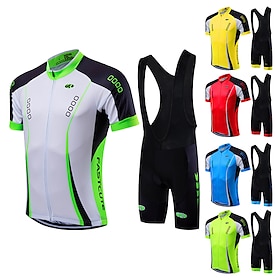 Fastcute Herren Unisex Radtrikot Mit Radhose Kurz Trägern Fahrradbekleidung Set Kurzarm MTB Mountain Rennrad Grün Gelb Leicht Grün Modisch