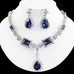 Bridal Jewelry Sets Two-piece Suit Imitation Pearl Alloy 1 Necklace Earrings Women's Elegant Vintage Cute Transparent Flower irregular Jewelry Set For Wedding