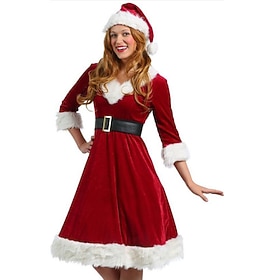 Cosplay Costume Outfits Christmas Dress Santa Clothes Santa Suit Santa Claus Mrs. Claus Christmas Special Cosplay Costume for Women's Adults' Christmas Carniva