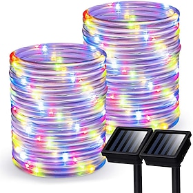 Solar Rope Lights Outdoor Waterproof ElegantWeddingReceptionParty 3PCS String Lights 40FT 120 LEDs 8 Modes Fairy Lights Outdoor Decoration Lighting for Gard