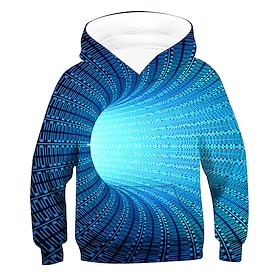 Boys 3D Optical Illusion Hoodie Long Sleeve 3D Print Spring Fall Active Kids 3-12 Years Daily