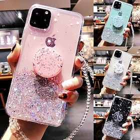 telefoon hoesje Voor iPhone 15 Pro Max Plus iPhone 14 13 12 11 Pro Max Plus X XR XS Achterkant voor Damesmeisje Ringhouder met polsband Standaard Glitterglans