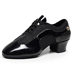 Women's Latin Shoes Practice Trainning Dance Shoes Line Dance Performance Indoor Ballroom Dance Lace Up Oxford Split Sole Thick Heel Lace-u