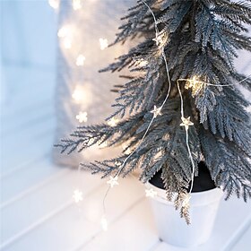 5M 2M Star Copper Wire Led String Light 50 20Leds Fairy Flexible Light For New Year Party Decoration Warm White Lighting AA Battery Power Supply