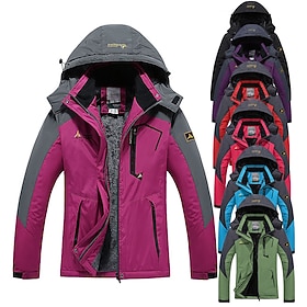 Women's Ski Jacket Waterproof Hiking Jacket Hiking Fleece Jacket Fleece Winter Outdoor Thermal Warm Fleece Lining Waterproof Windproof Outerwear Hoodie Trench