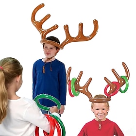 Christmas Game Inflatable Santa Funny Reindeer Antler Hat Ring Toss Christmas kids Gift New Year Christmas Outdoor Inflated toys
